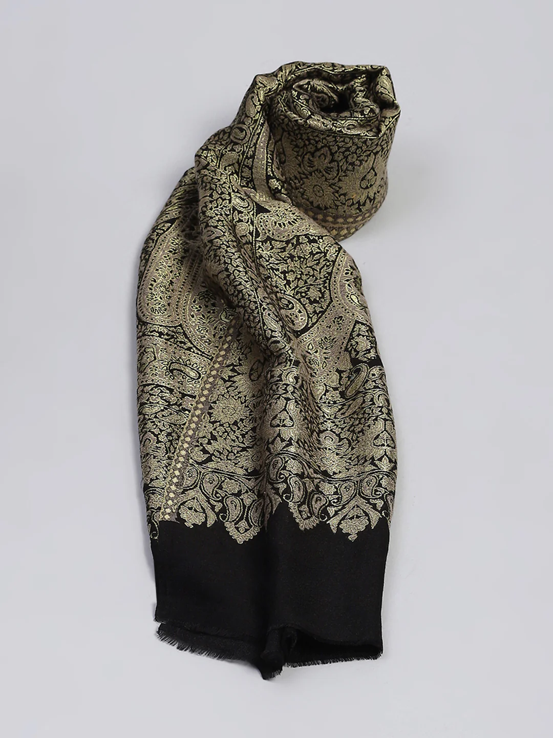 Women Black Self Design Stole - Image 6