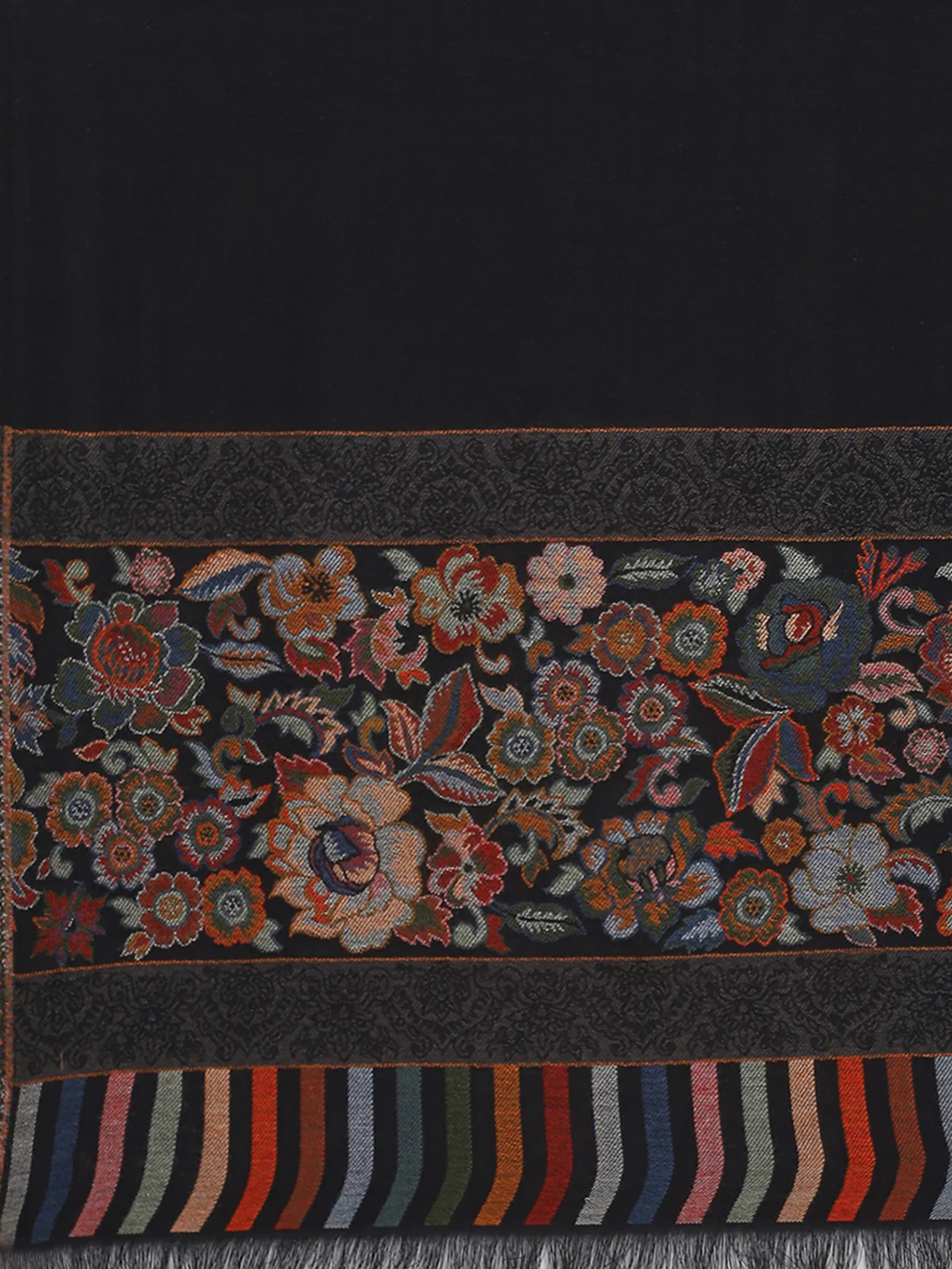 Women Black Self Design Stole - Image 8