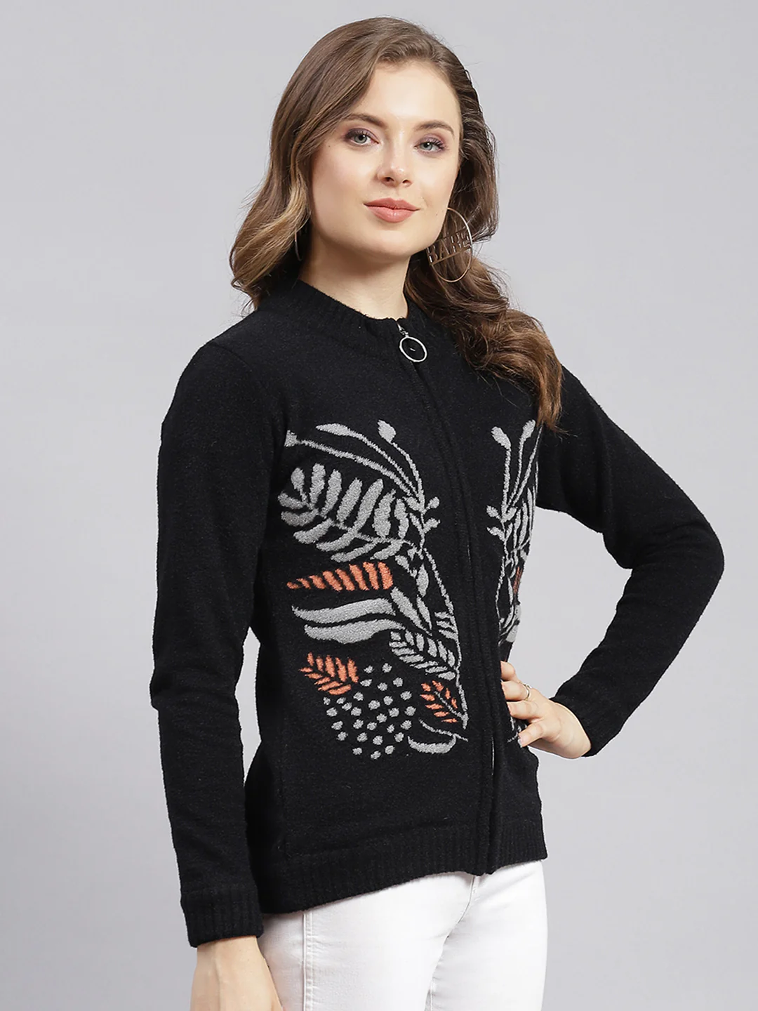 Women Black Self Design Wool blend Cardigan - Image 3