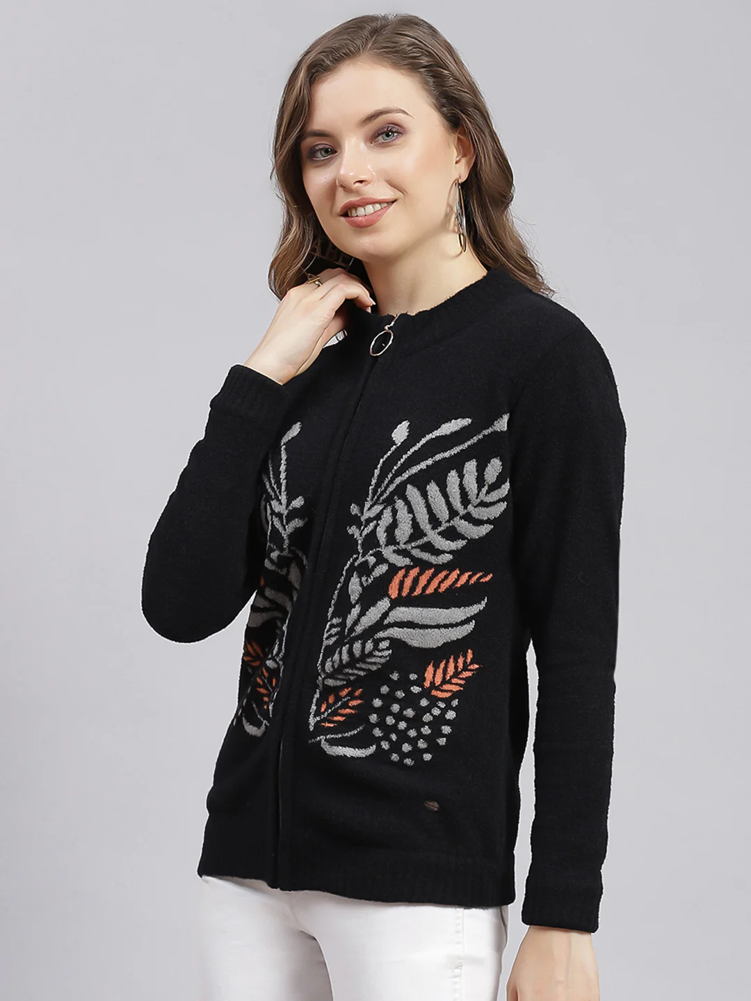 Women Black Self Design Wool blend Cardigan - Image 4