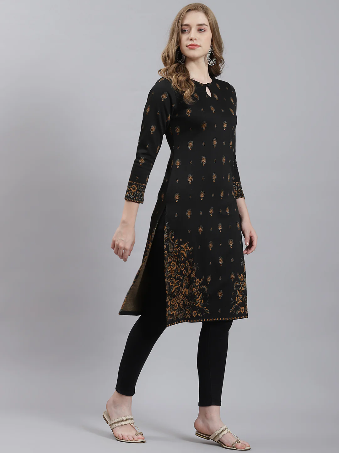 Women Black Self Kurti - Image 3