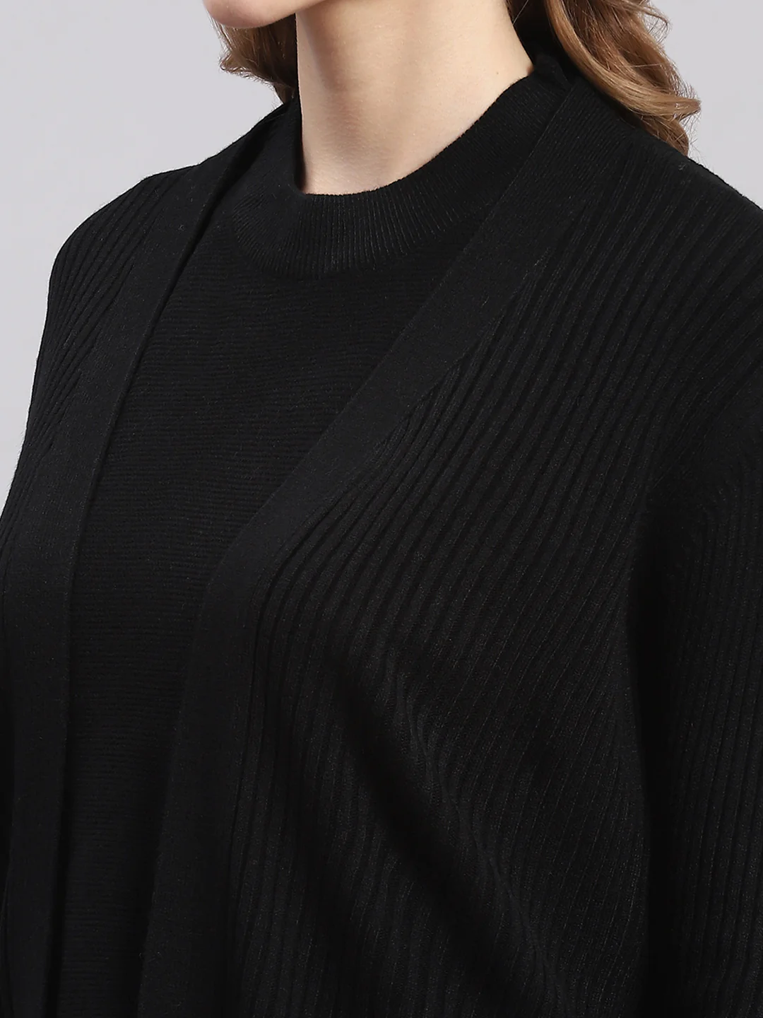 Women Black Self Design Round Neck Full Sleeve Cords Set - Image 7