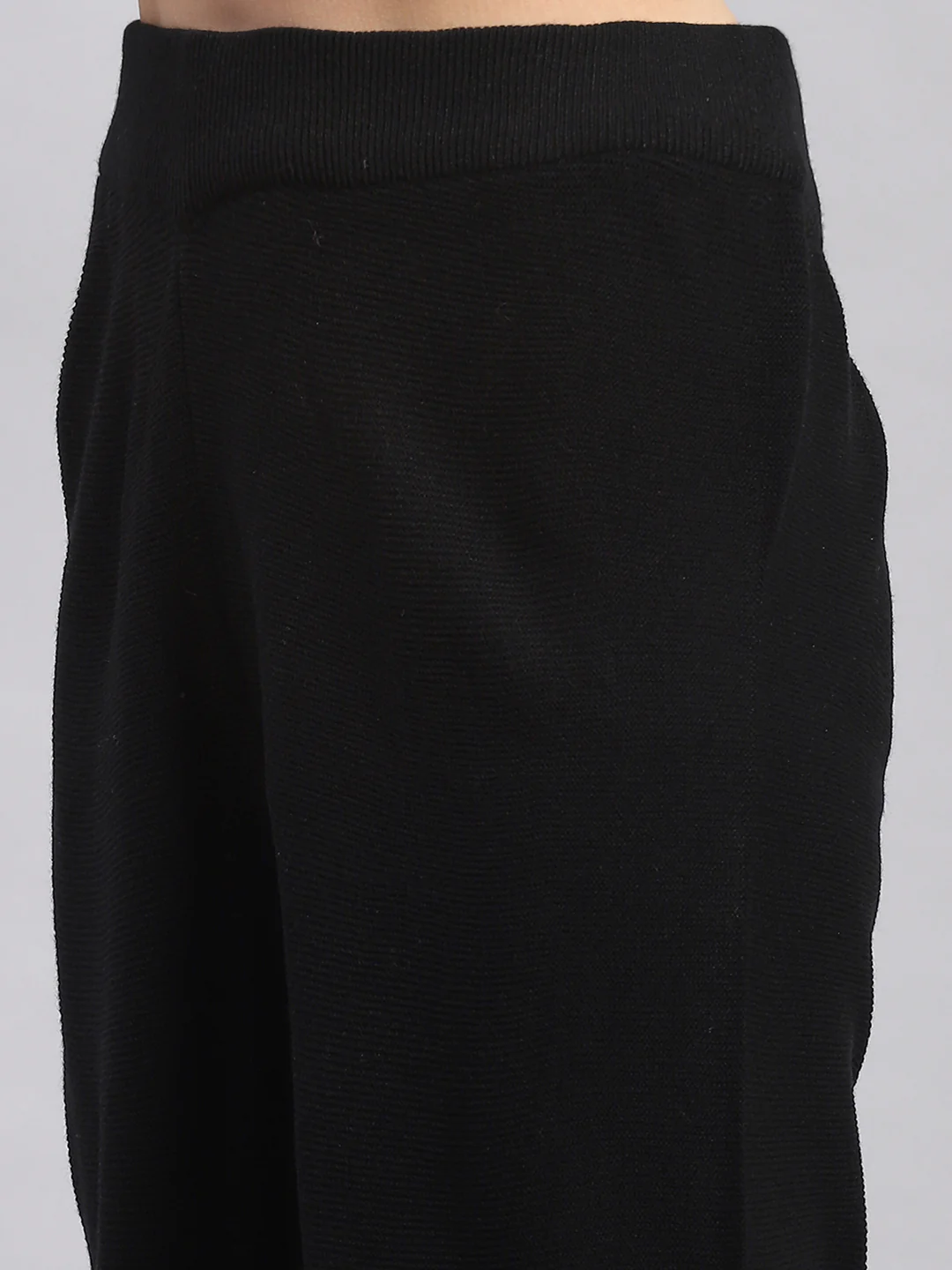 Women Black Self Design Round Neck Full Sleeve Cords Set - Image 8