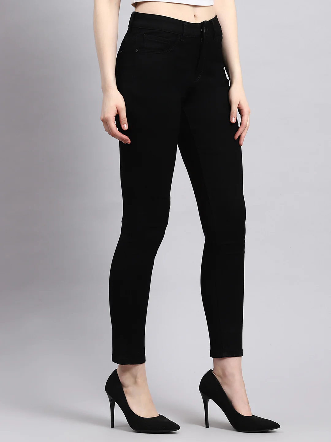 Women Black Slim Fit Denim - Image 3