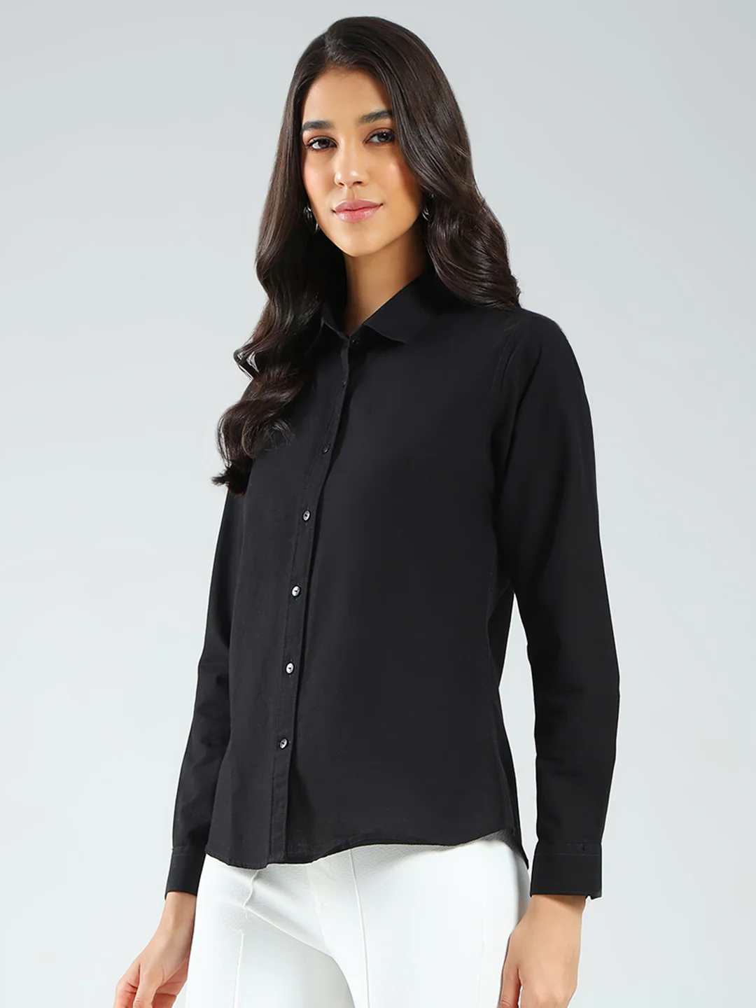 Rock.it Women Black Solid Collar Full Sleeve Shirt - Image 3