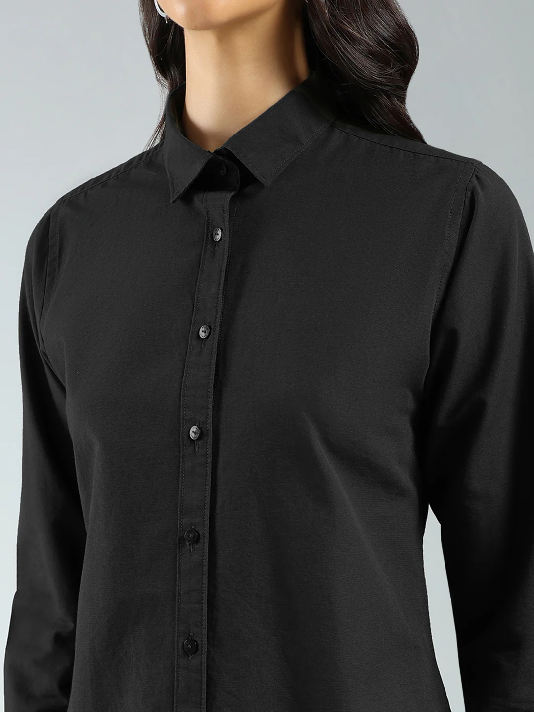 Rock.it Women Black Solid Collar Full Sleeve Shirt - Image 7