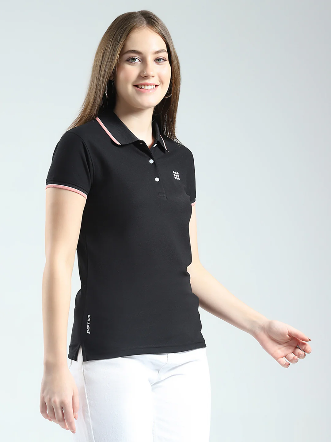 Rock.it Women Black Solid Collar Half Sleeve T-Shirt - Image 4