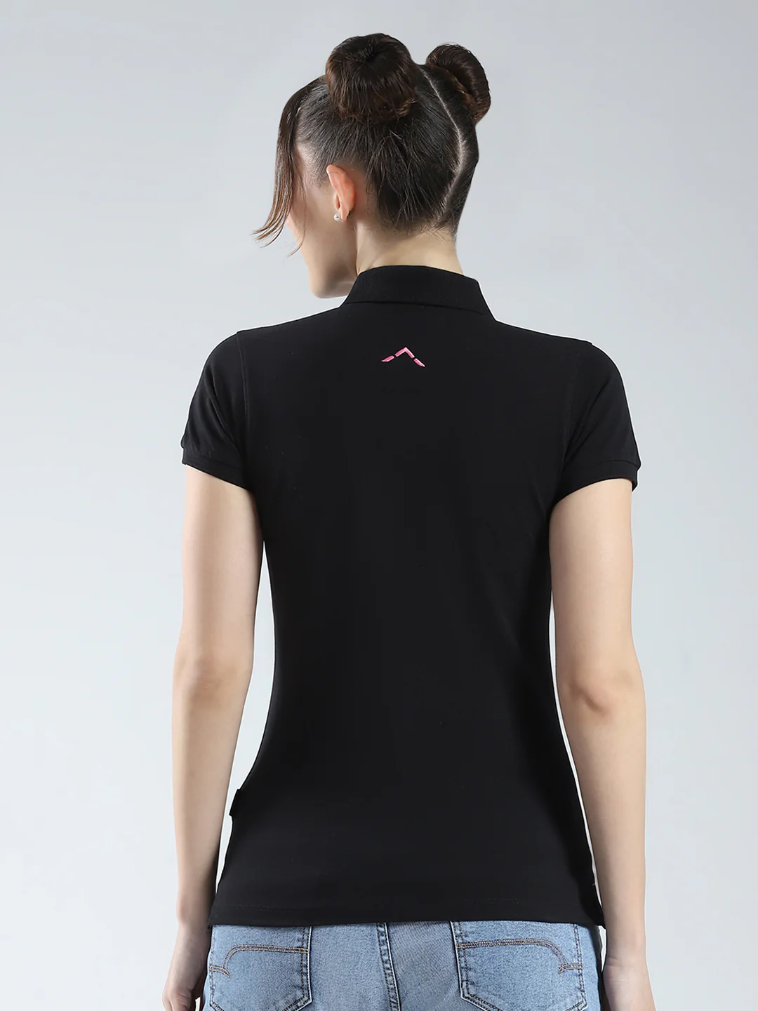 Rock.it Women Black Solid Collar Half Sleeve T-Shirt - Image 5