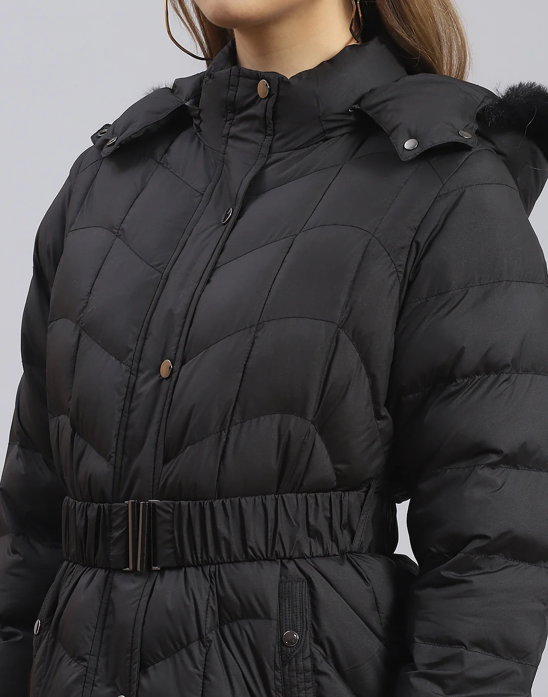 Women Black Solid Hooded Full Sleeve Jacket - Image 6
