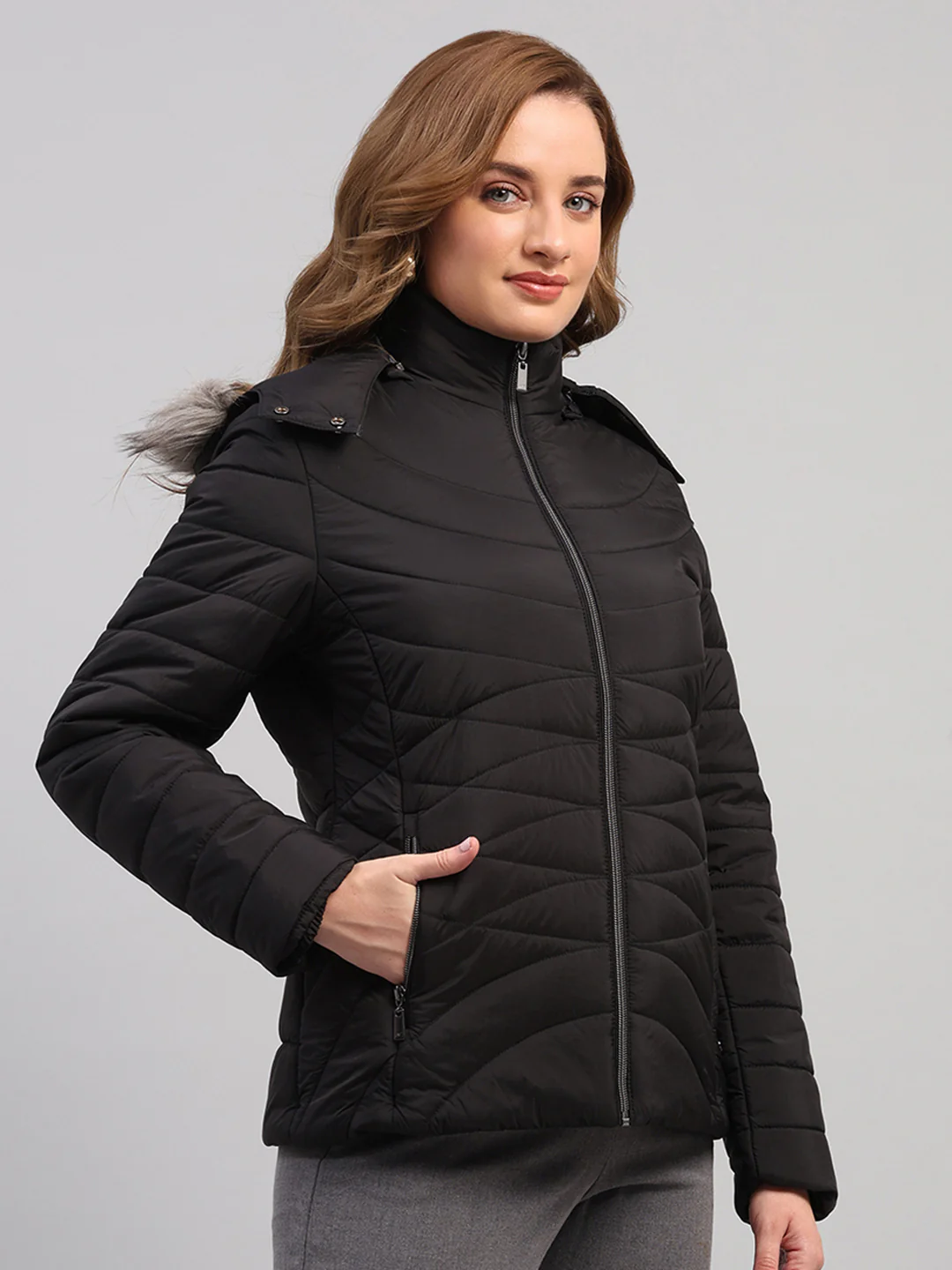 Women Black Solid Hooded Full Sleeve Jacket - Image 4