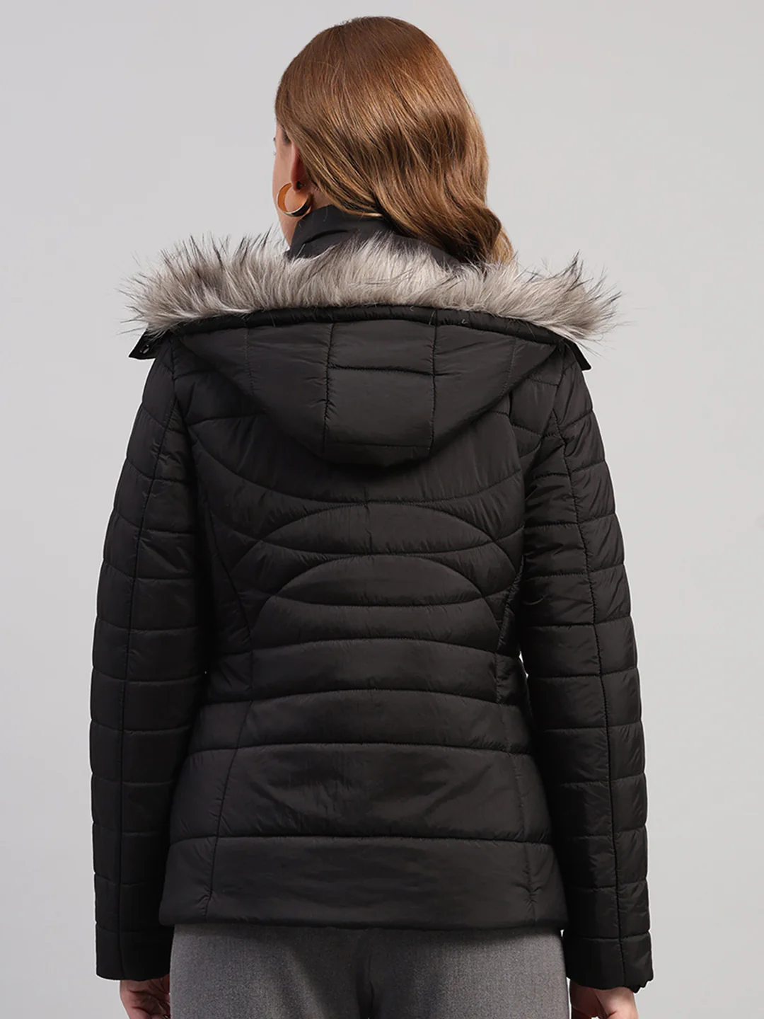 Women Black Solid Hooded Full Sleeve Jacket - Image 5