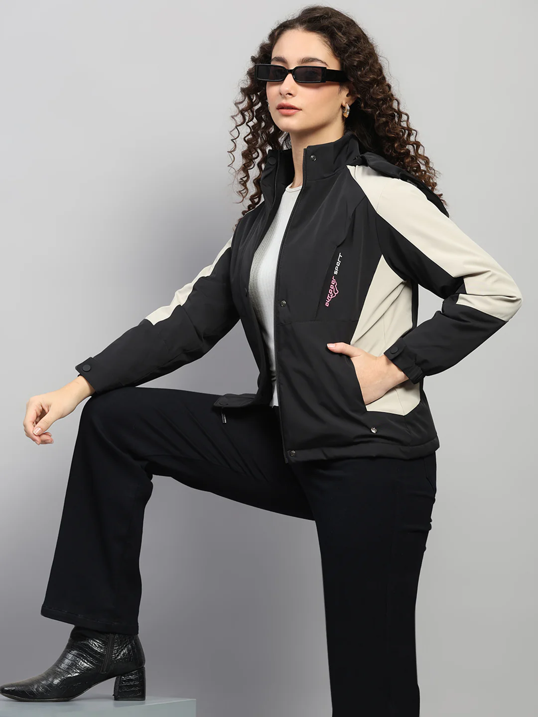 Women Black Solid Hooded Full Sleeve Jacket - Image 6