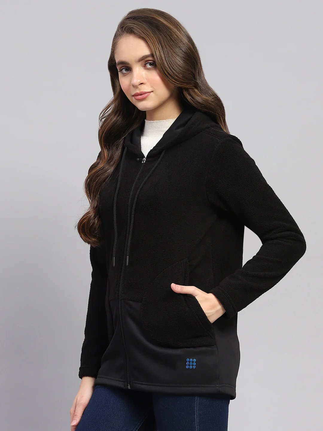 Rock.it Women Black Solid Hooded Full Sleeve Sweatshirt - Image 3