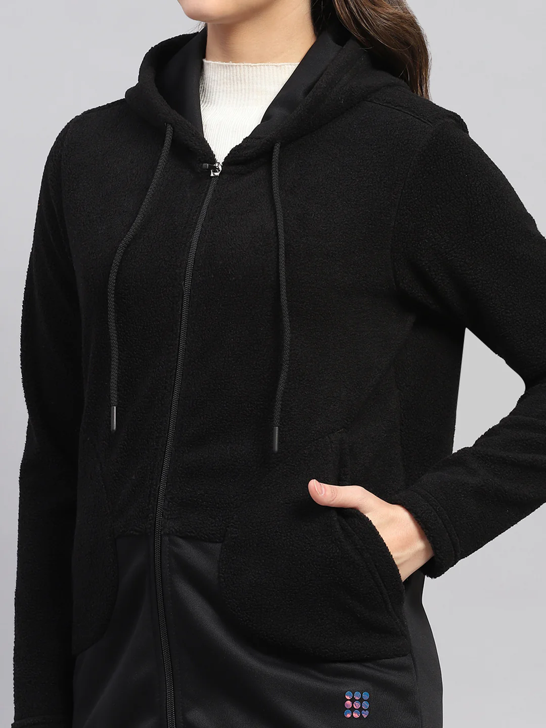 Rock.it Women Black Solid Hooded Full Sleeve Sweatshirt - Image 6