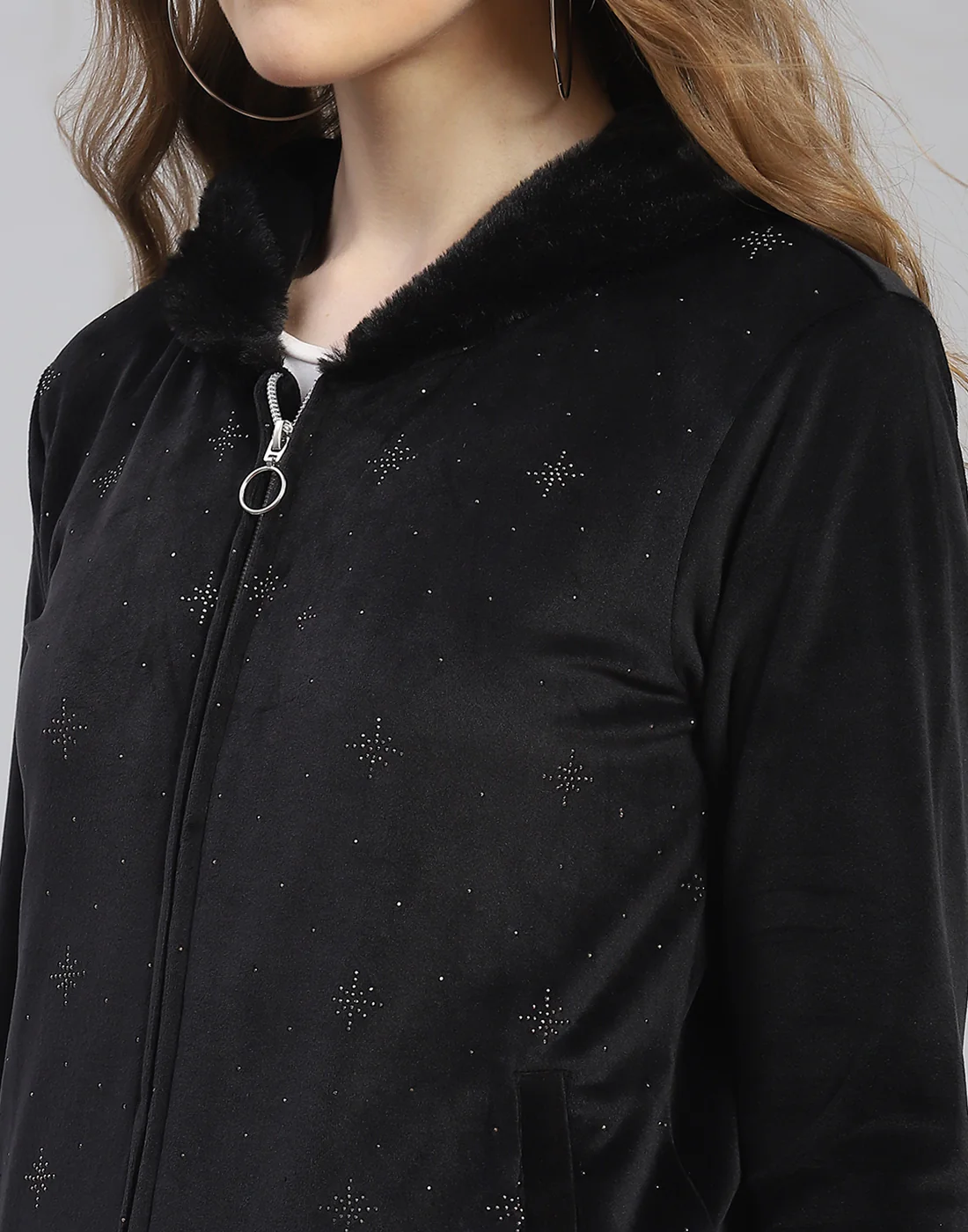 Women Black Solid Hooded Full Sleeve Tracksuit - Image 7