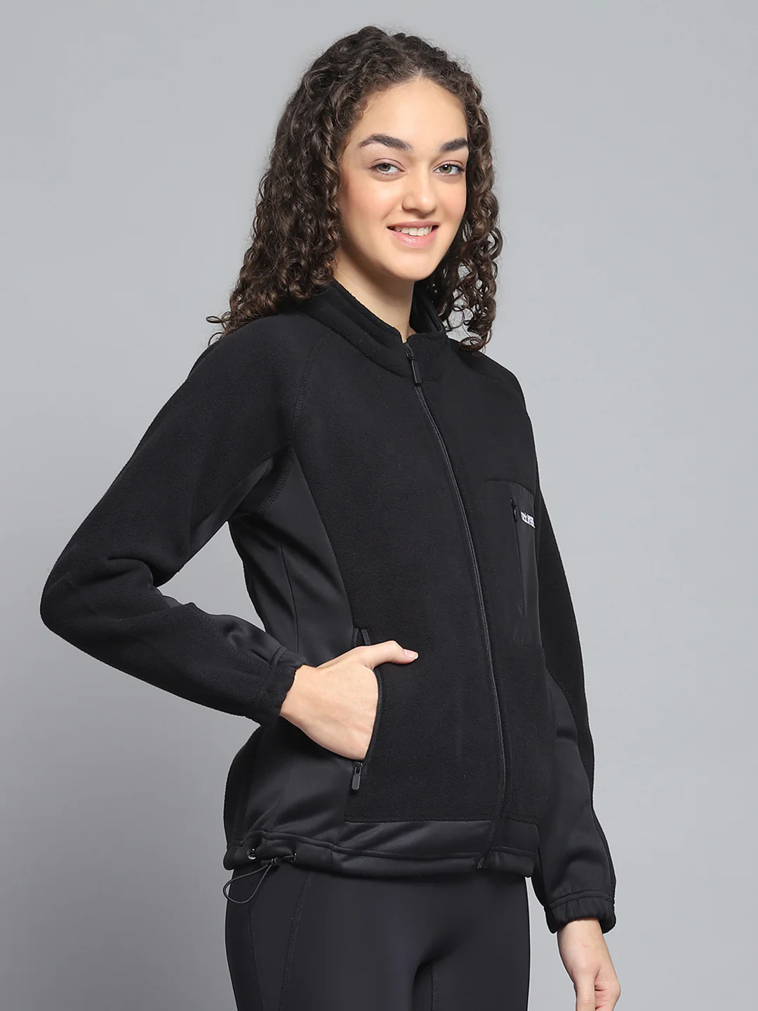 Rock.it Women Black Solid Mock Neck Full Sleeve Sweatshirt - Image 4