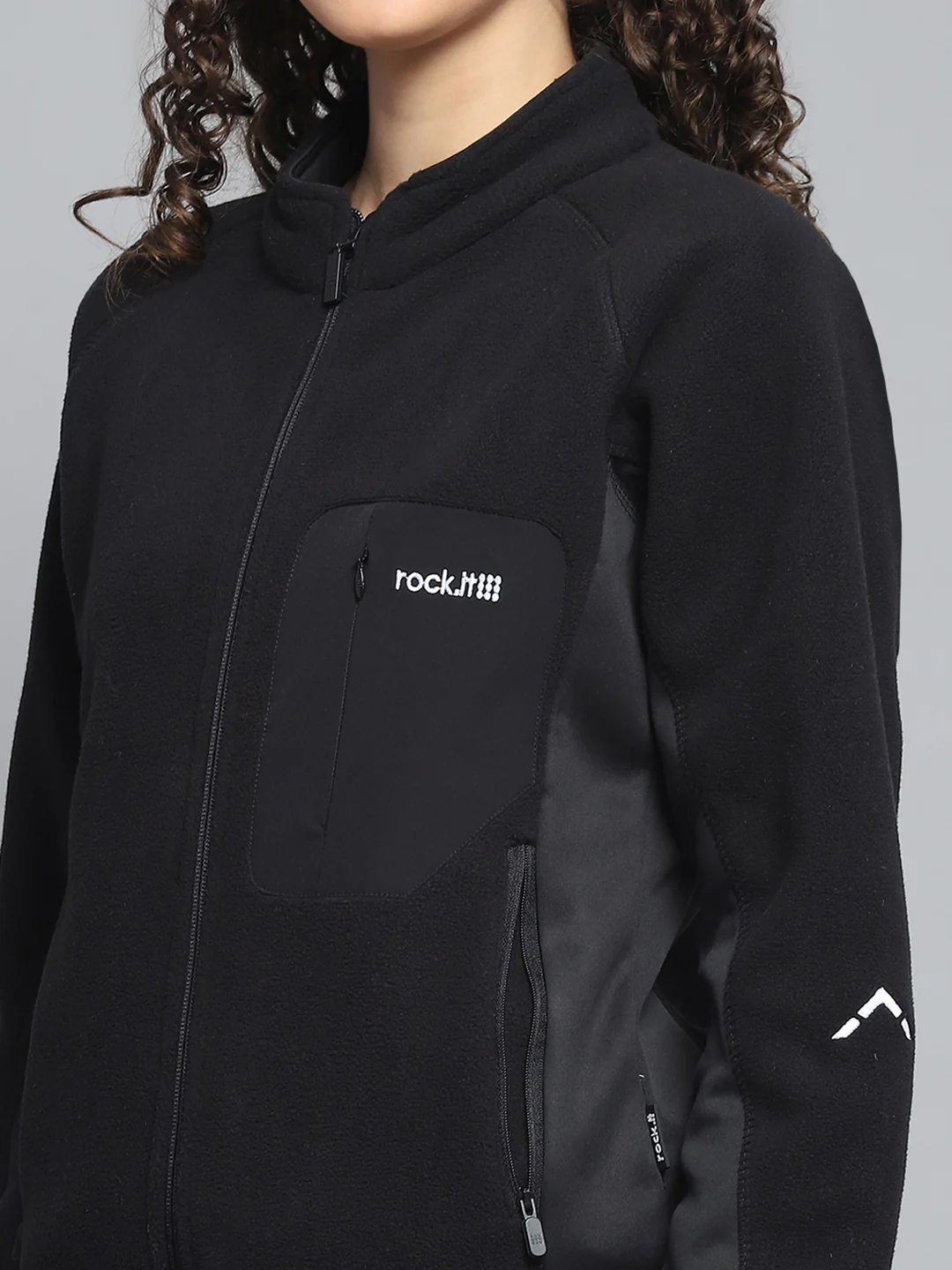 Rock.it Women Black Solid Mock Neck Full Sleeve Sweatshirt - Image 6