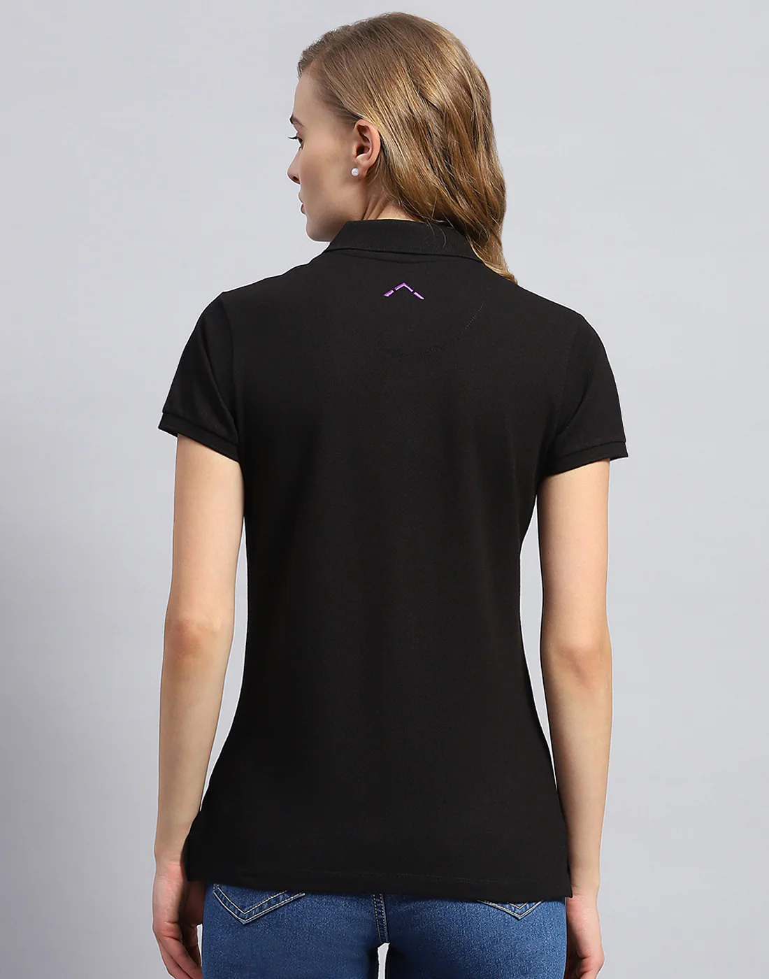 Rock.it Women Black Solid Polo Collar Half Sleeve T-Shirt - Image 5