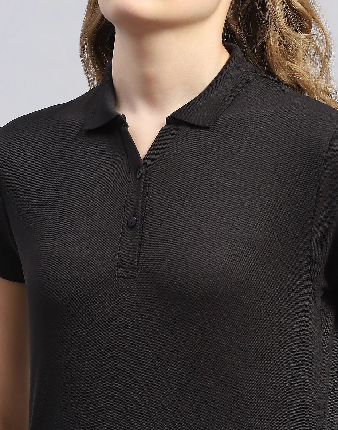 Rock.it Women Black Solid Polo Collar Half Sleeve T-Shirt - Image 6