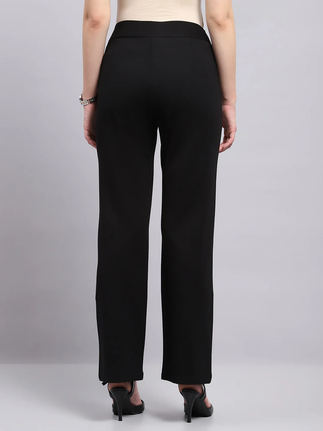 Women Black Solid Regular Fit Jegging - Image 5