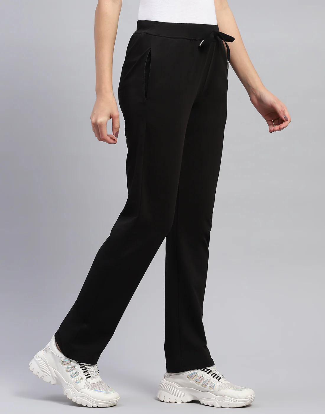 Women Black Solid Regular Fit Lower - Image 5