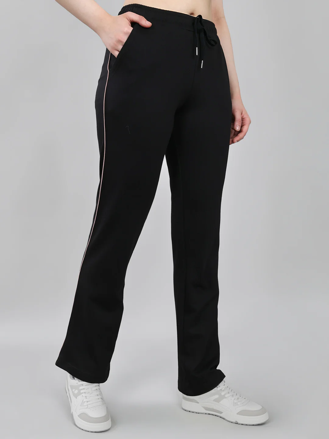 Women Black Solid Regular Fit Lower - Image 3