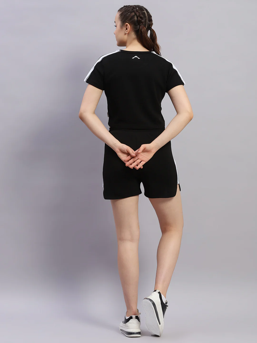 Rock.it Women Black Solid Round Neck Half Sleeve Cords Set - Image 5