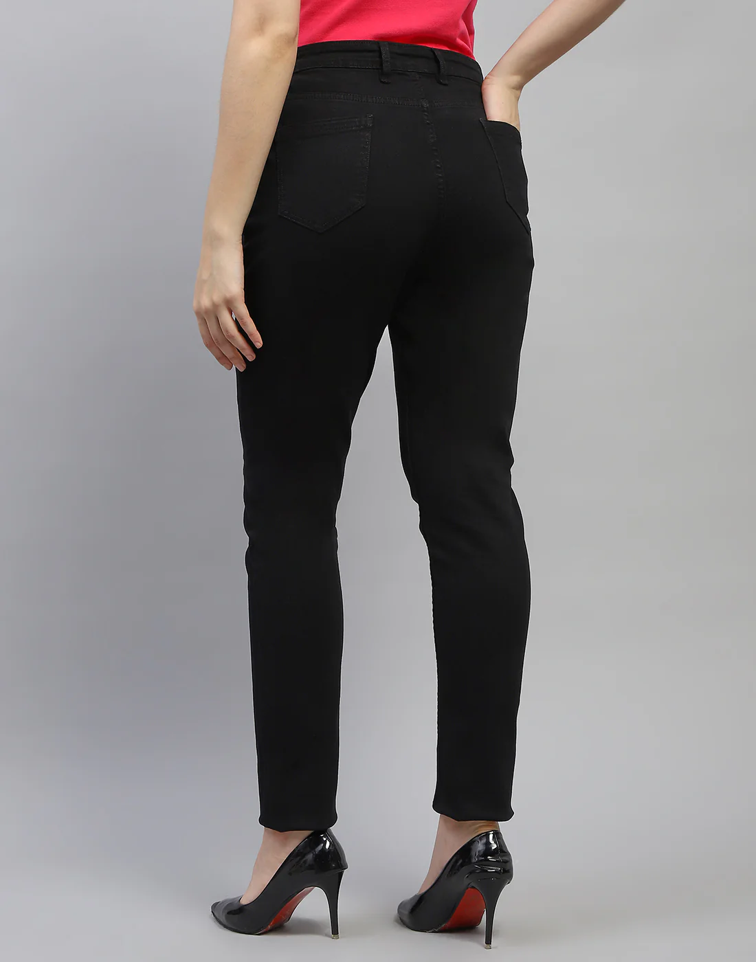 Women Black Solid Slim Fit Denim - Image 5