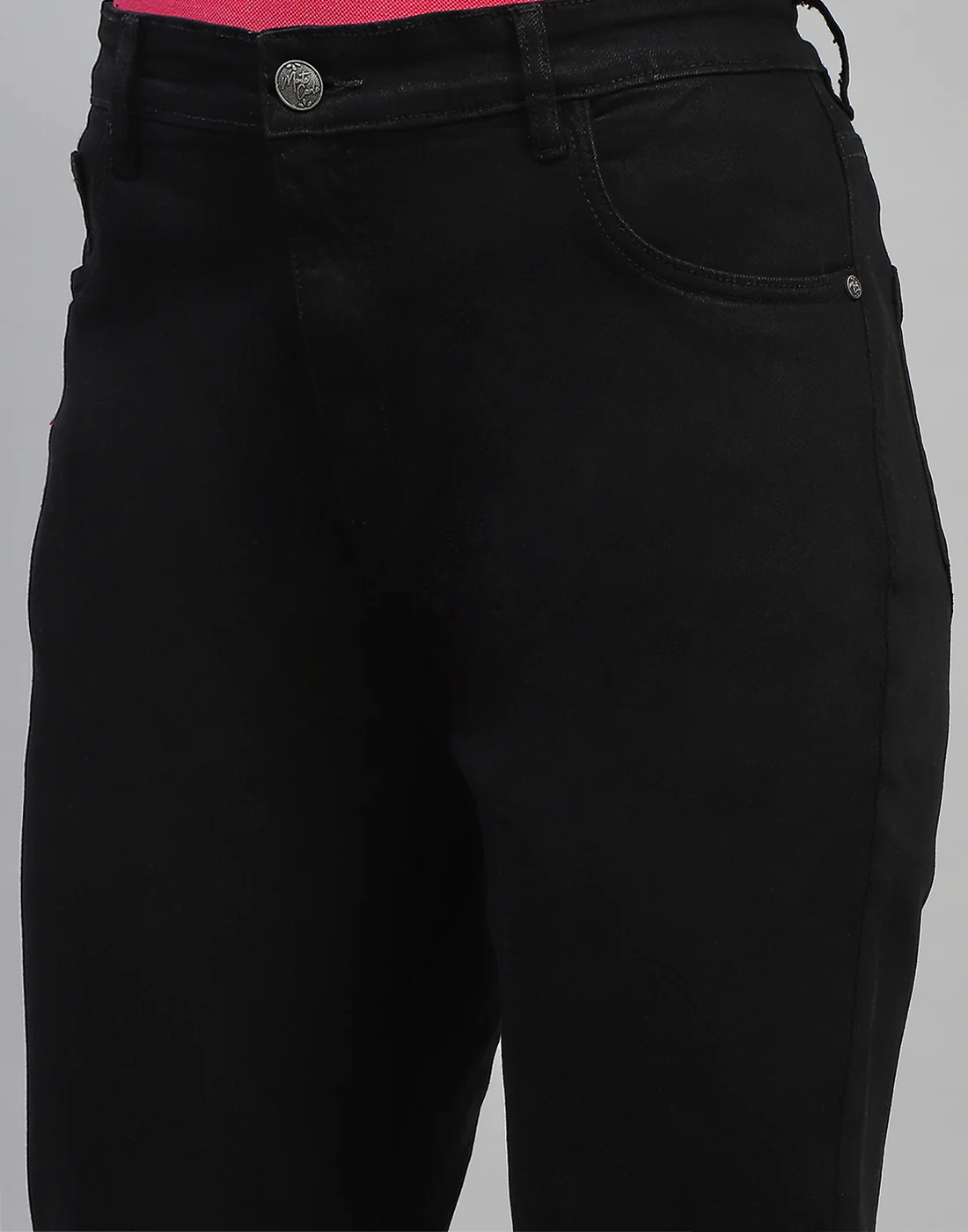 Women Black Solid Slim Fit Denim - Image 6