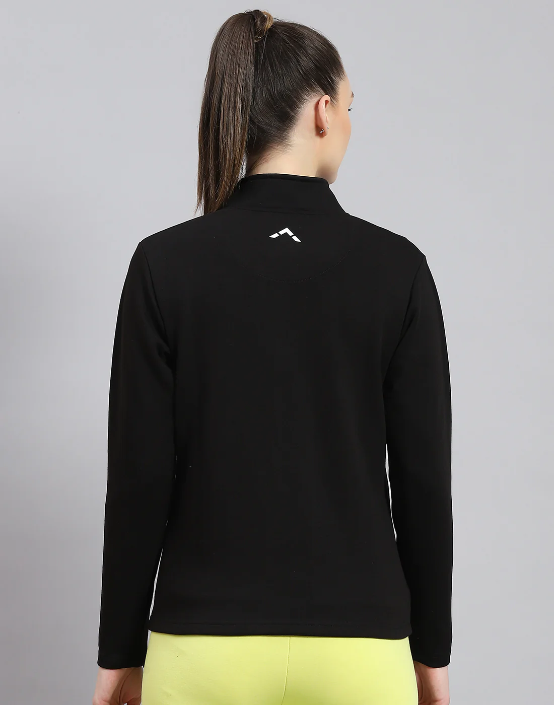 Rock.it Women Black Solid Stand Collar Full Sleeve Sweatshirt - Image 5