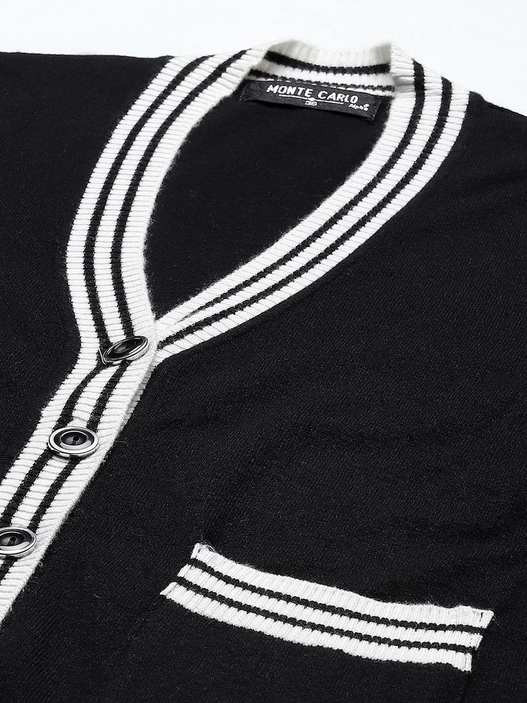 Women Black Solid V Neck Full Sleeve Cardigan - Image 7