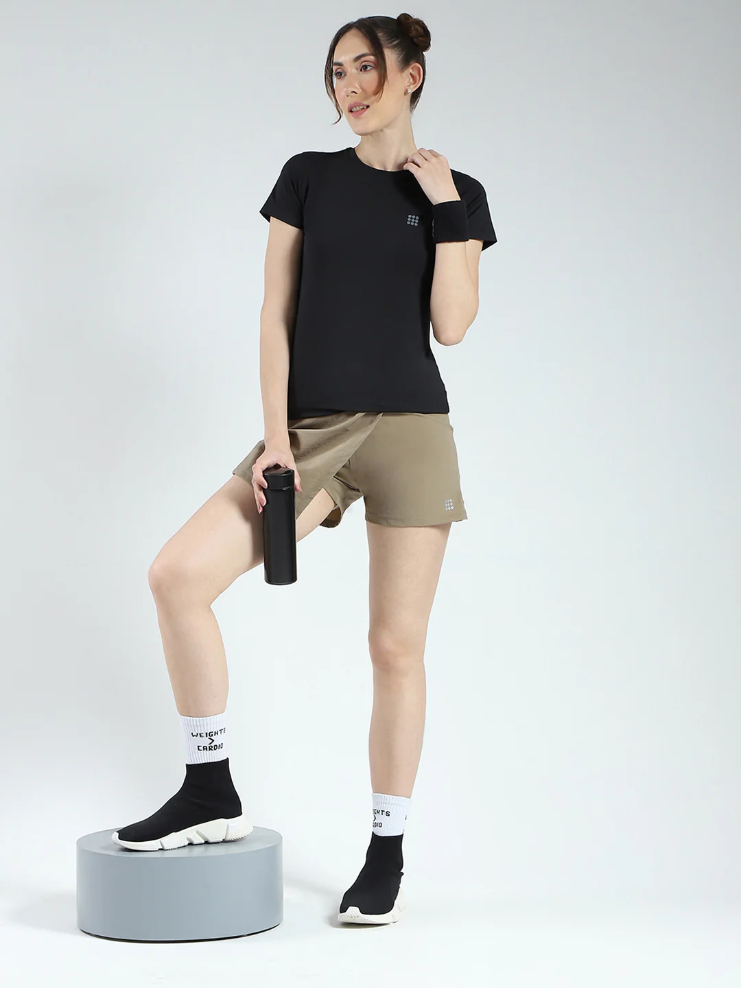 Rock.it Women Black Solid Round Neck Half Sleeve Top - Image 2