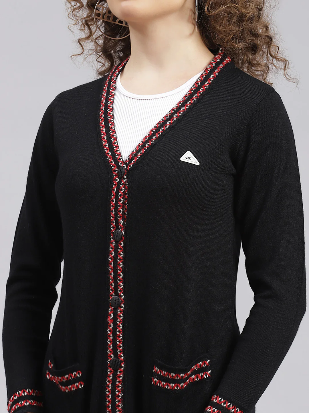 Women Black Solid Wool blend Cardigan - Image 6