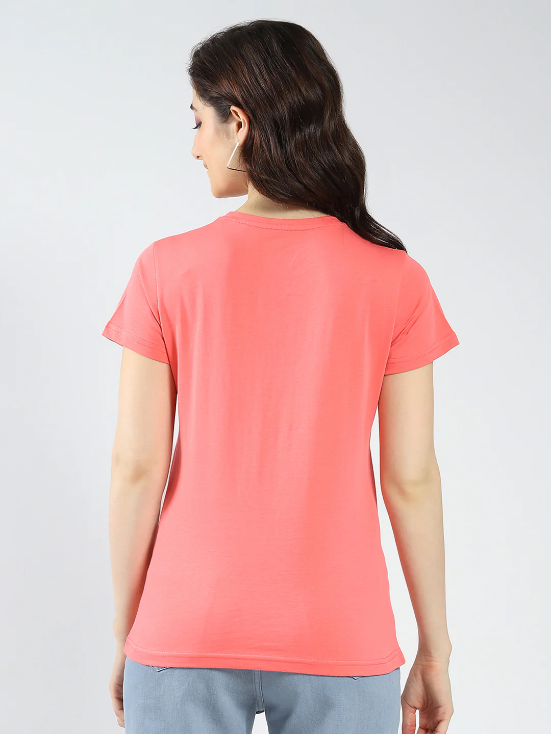 Women Blue & Coral Solid Round Neck Half Sleeve Top 2Pc Set - Image 6