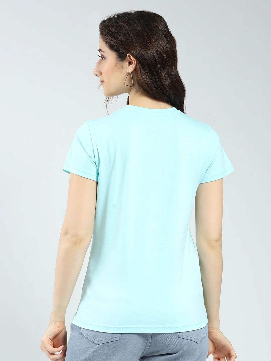 Women Blue & Coral Solid Round Neck Half Sleeve Top 2Pc Set - Image 9