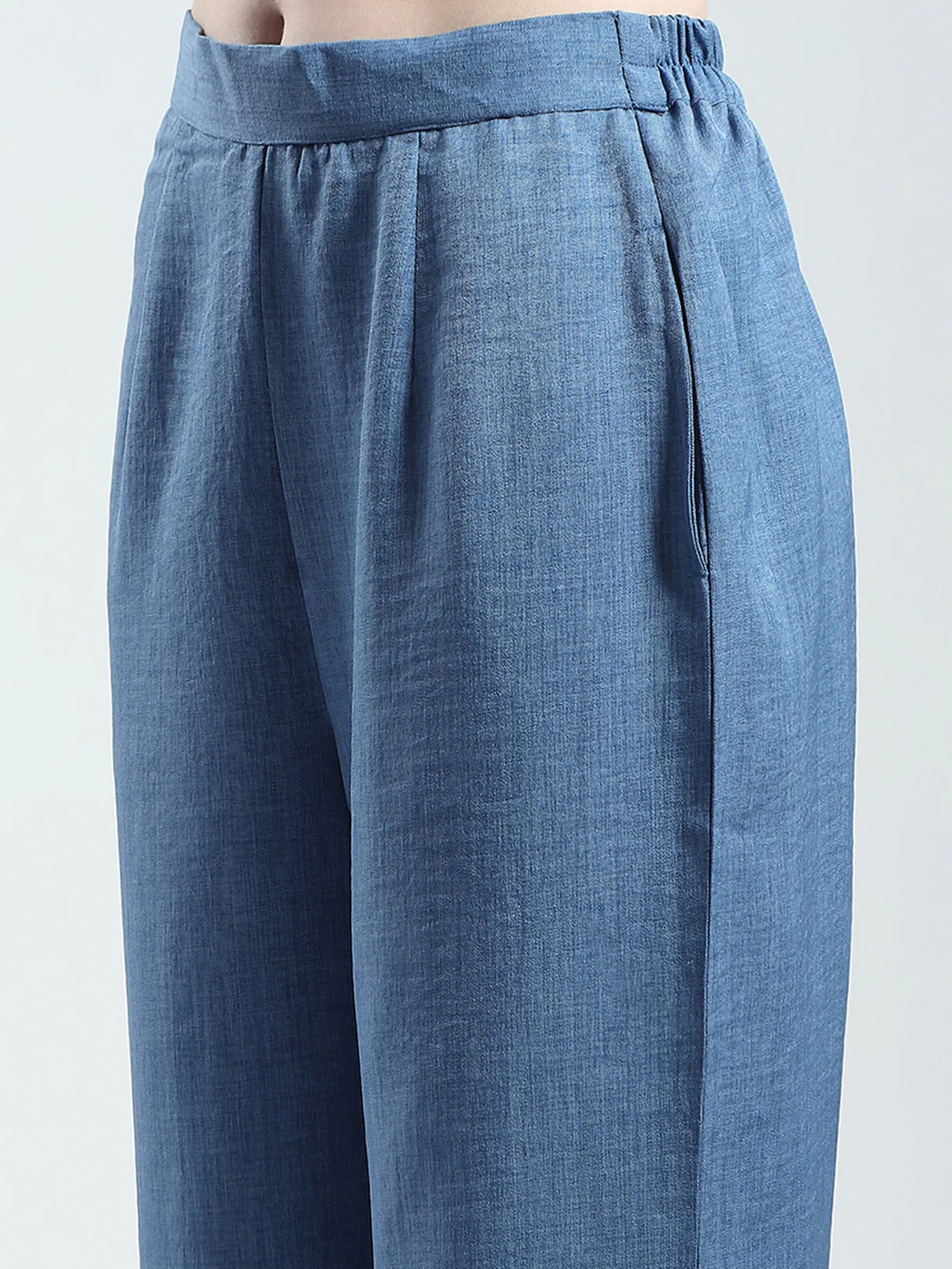 Women Blue Embroidered Collar Half Sleeve Cords Set - Image 8