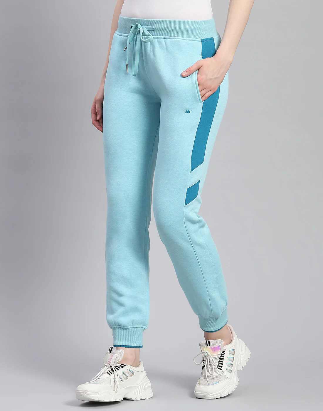Women Blue Printed Hooded Full Sleeve Tracksuit - Image 7