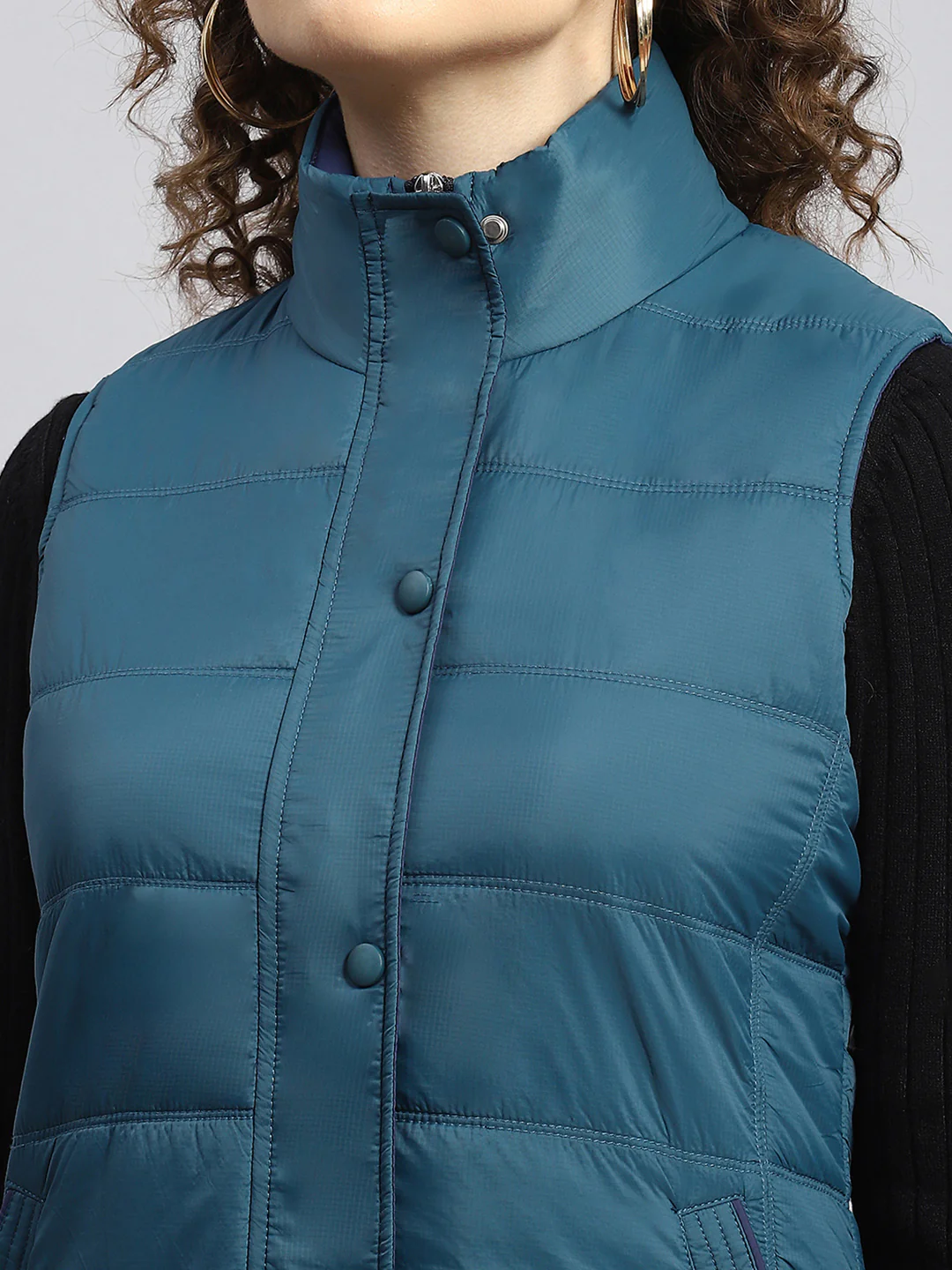 Women Blue Printed Jacket - Image 6