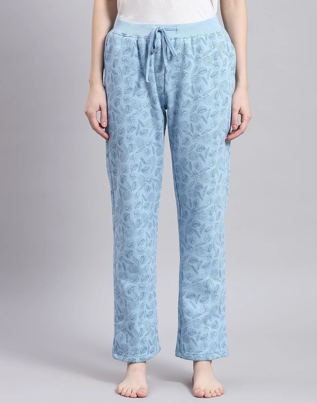 Women Blue Printed Regular Fit Winter Lower - Image 3
