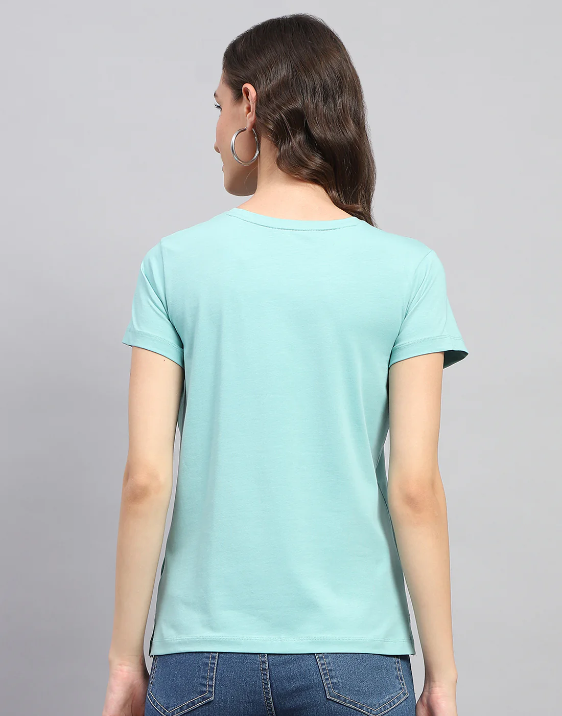 Women Blue Printed Round Neck Half Sleeve Top - Image 5