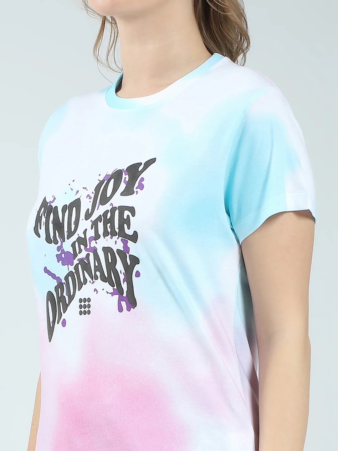 Rock.it Women Blue Printed Round Neck Half Sleeve Top - Image 6