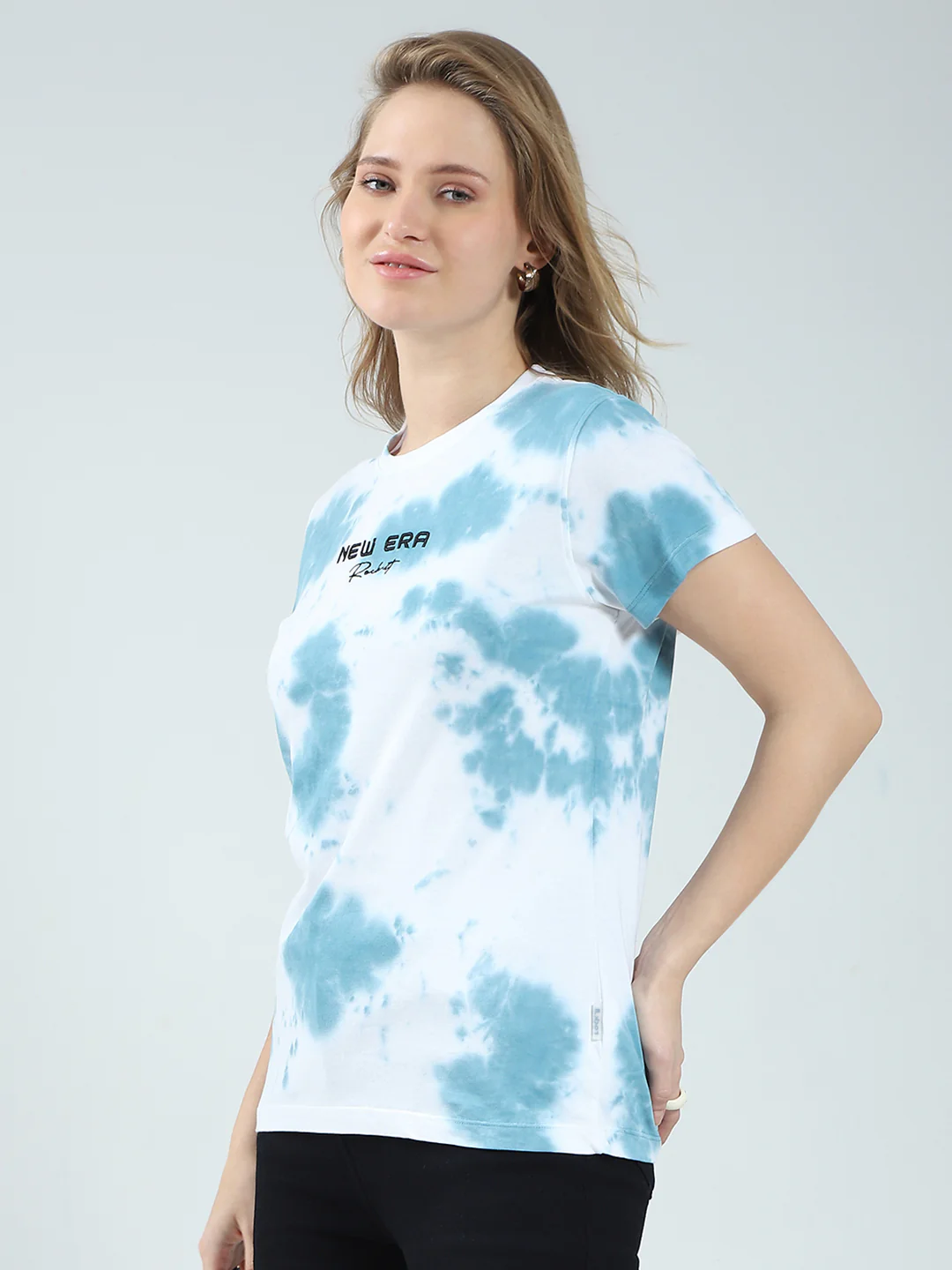Rock.it Women Blue Printed Round Neck Half Sleeve Top - Image 3