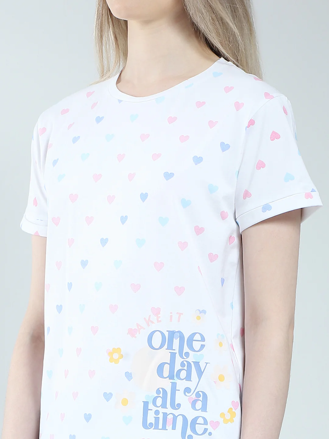 Women Blue Printed Round Neck Half Sleeve Combo Set - Image 10