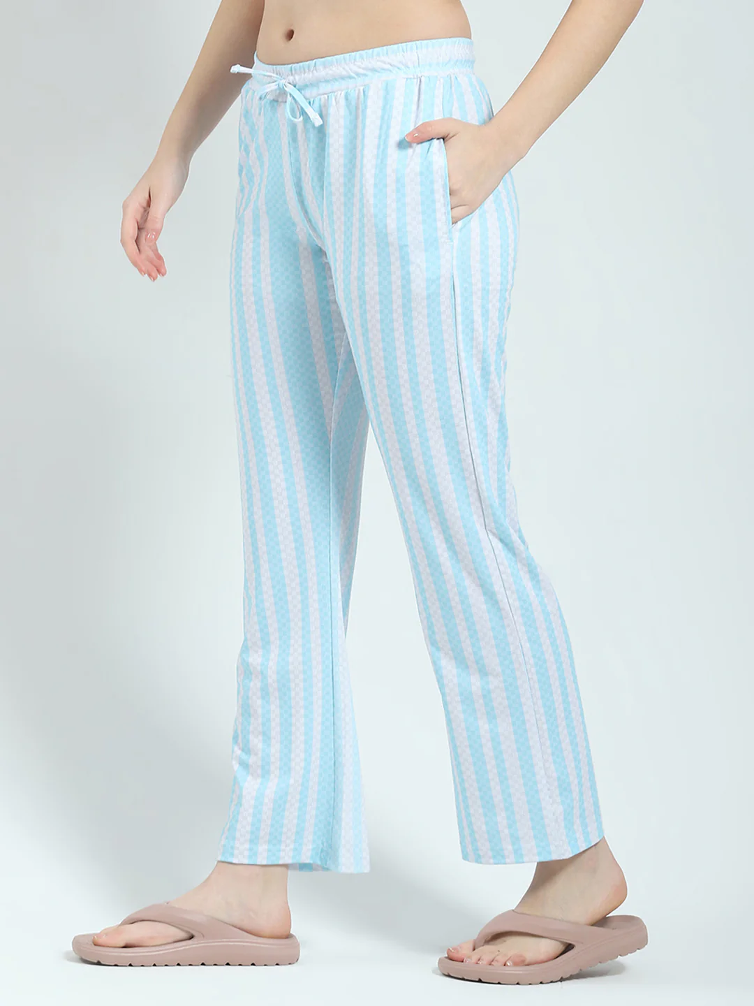 Women Blue Printed Round Neck Half Sleeve Lower Set - Image 6