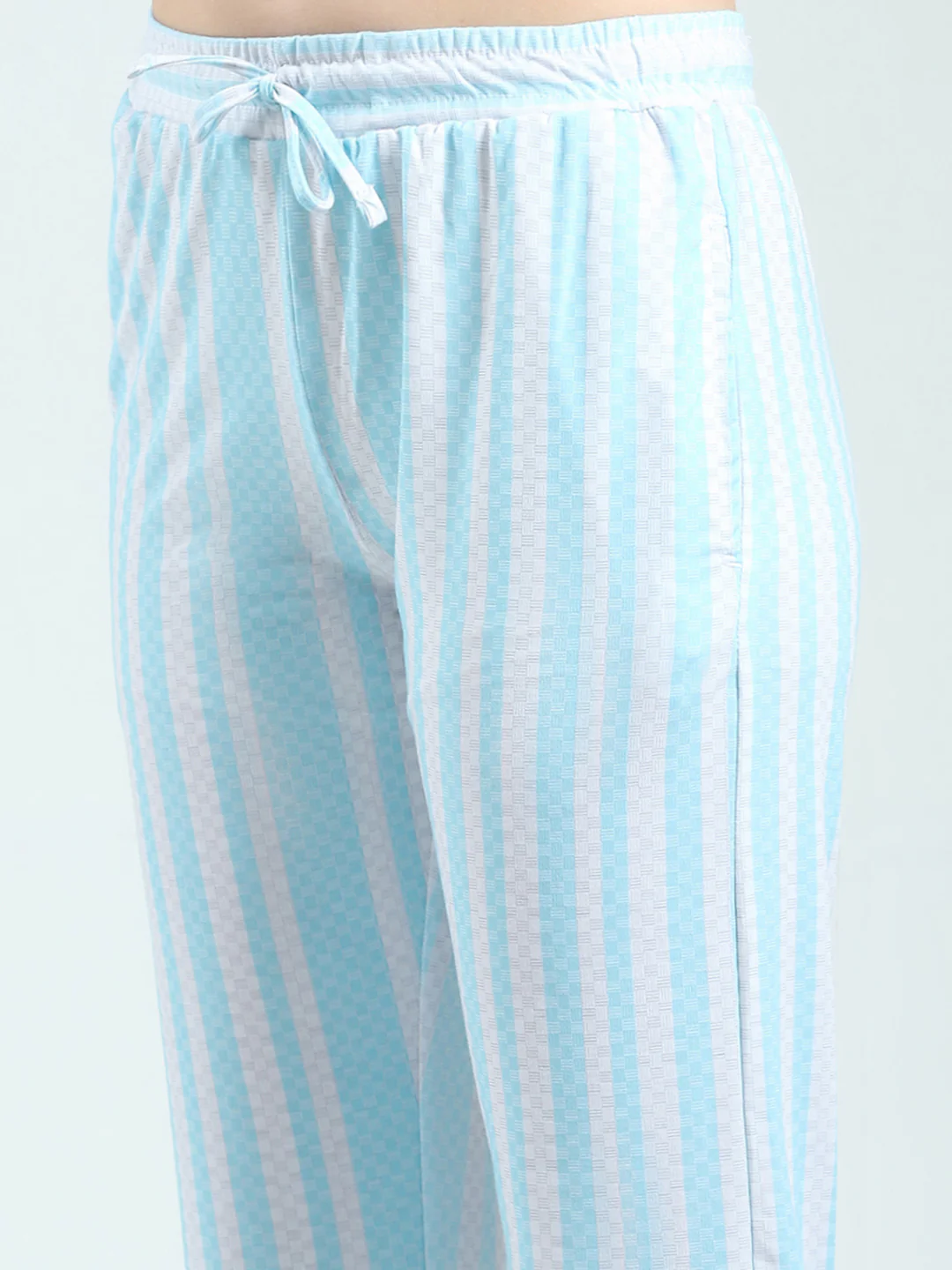 Women Blue Printed Round Neck Half Sleeve Lower Set - Image 8