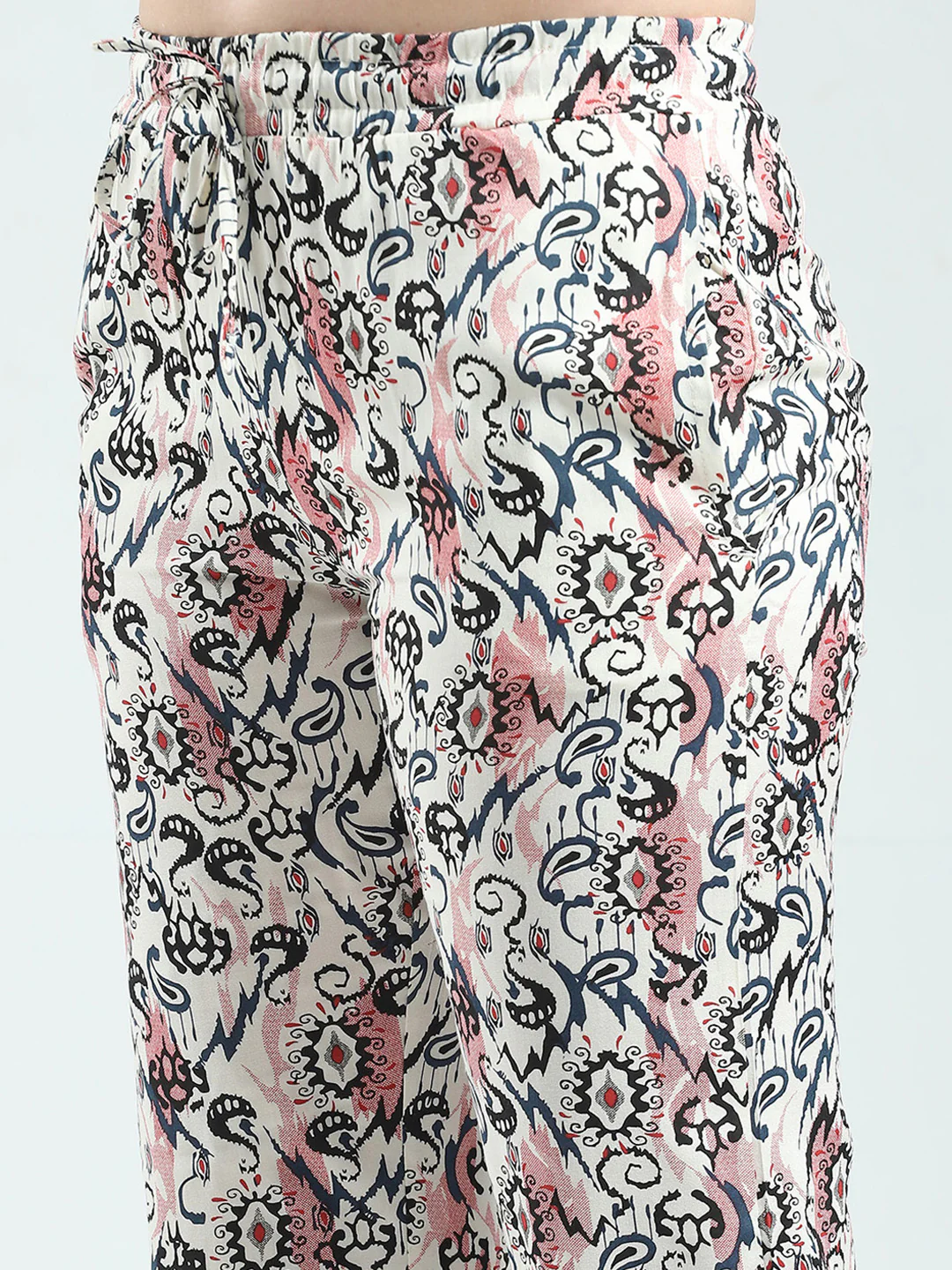 Women Blue Printed Round Neck Half Sleeve Lower Set - Image 9