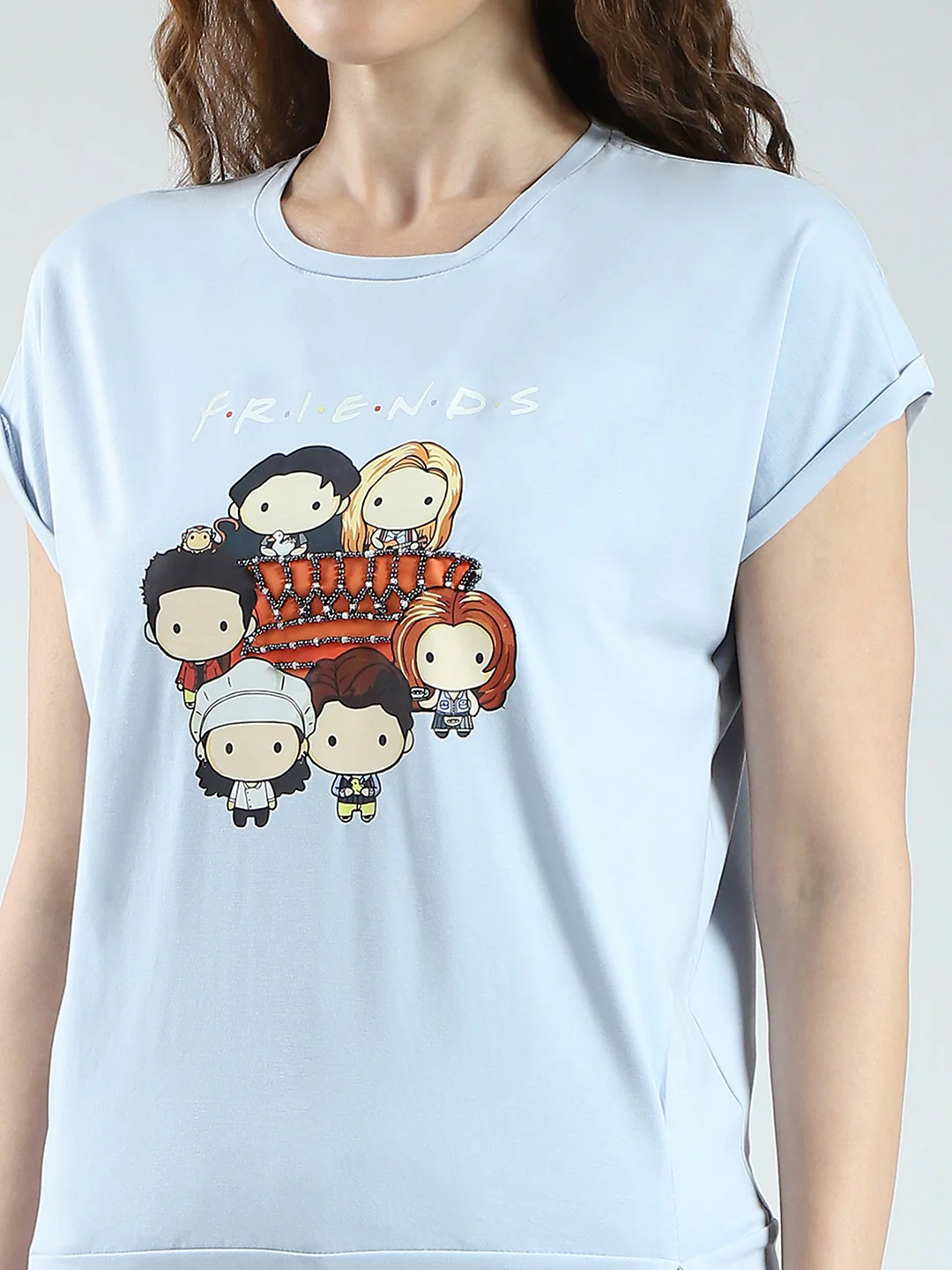 Women Blue Printed Round Neck Half Sleeve Top - Image 7