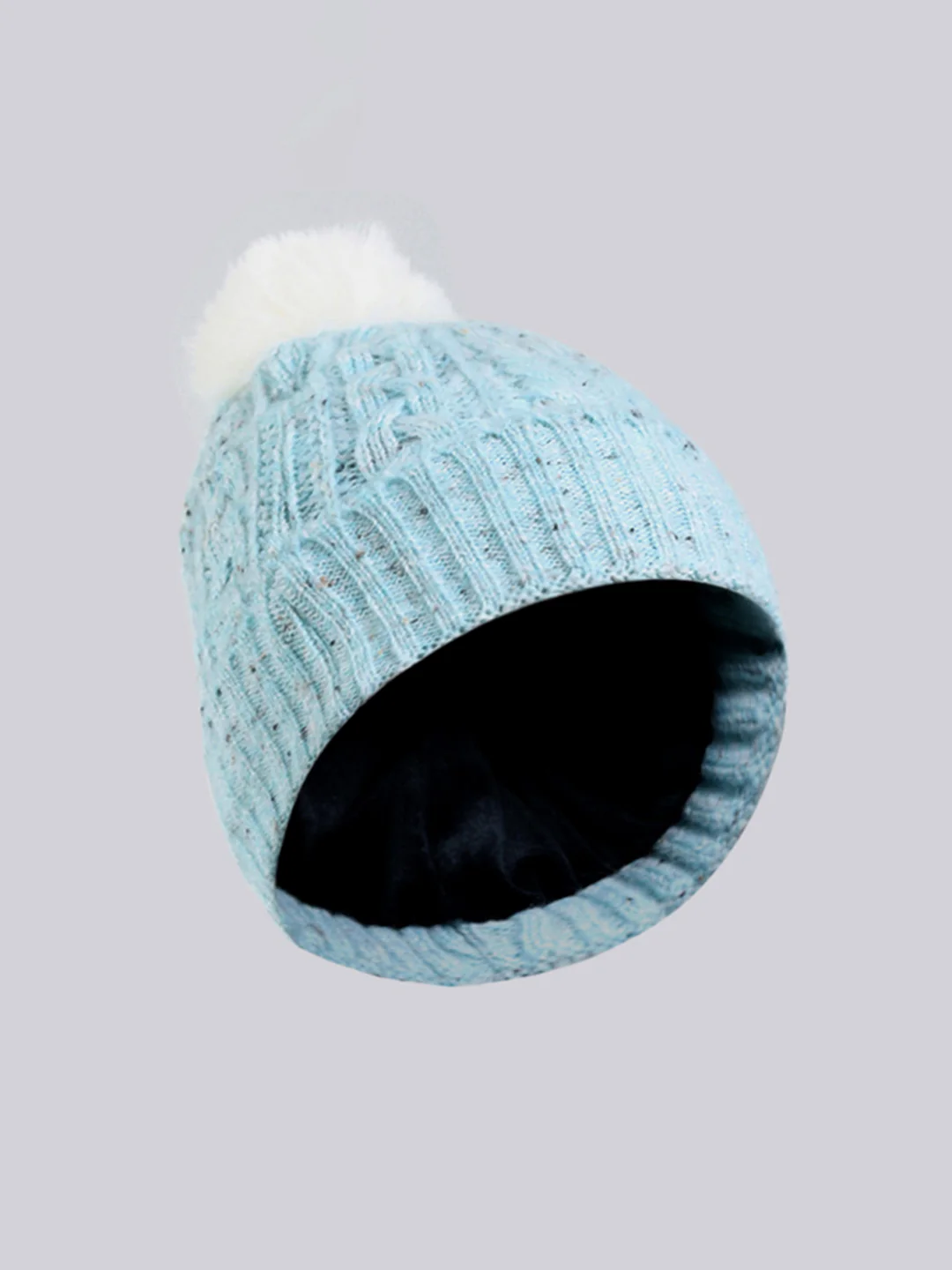 Women Blue Self Design Blend Wool Cap - Image 2