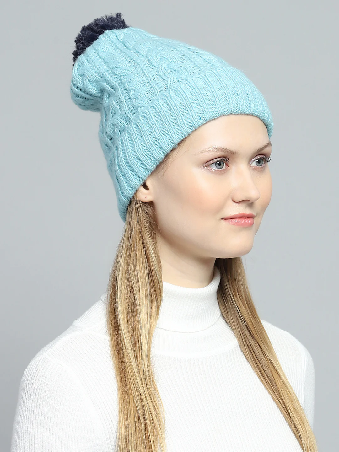 Women Blue Self Design Cap - Image 4