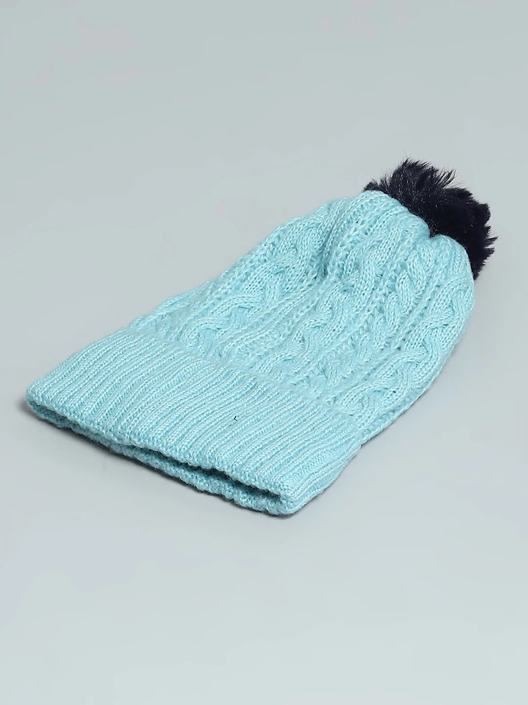 Women Blue Self Design Cap - Image 6